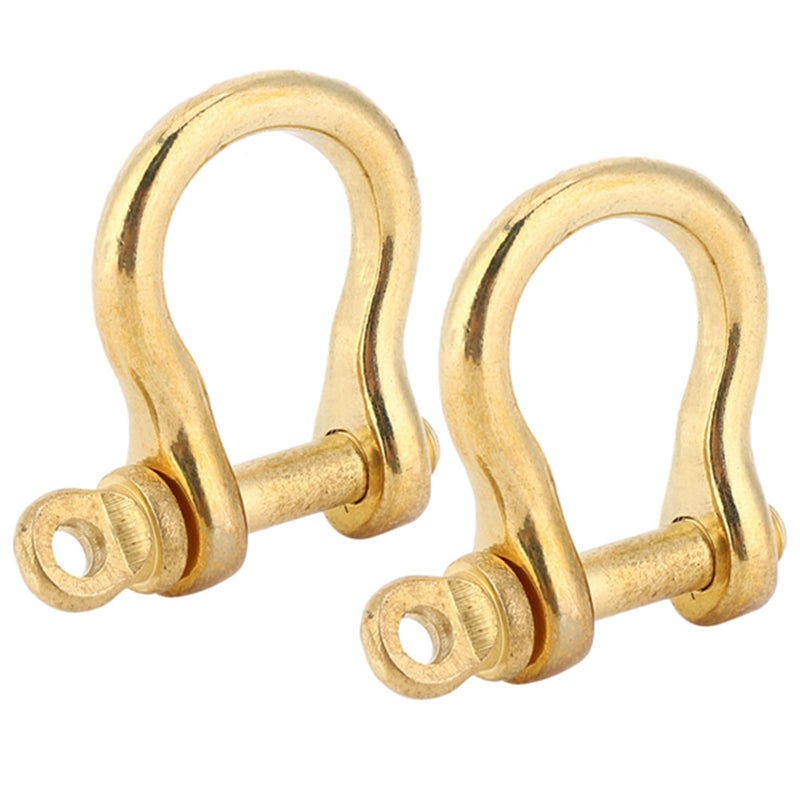 Hztyyier 2Pcs D-Ring Shackle Pure Brass Screw Pin Anchor Shackle Bow Shackle U Type Fob, 10mm - Image 1